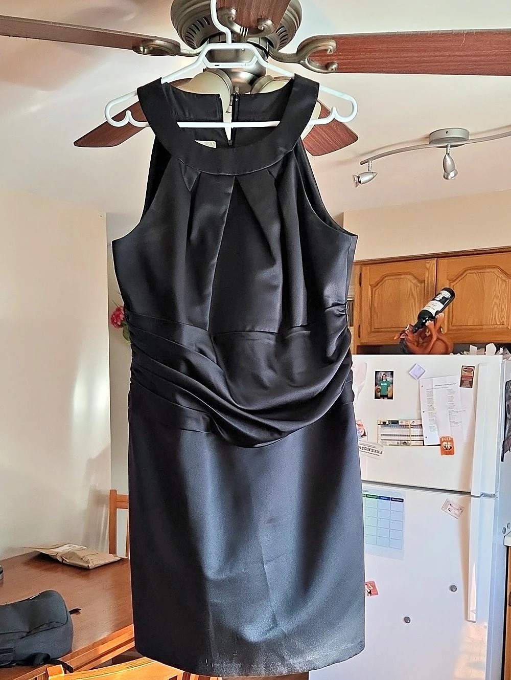 David's Bridal Satin Halter Cocktail Dress Black Mini Dress Size 18